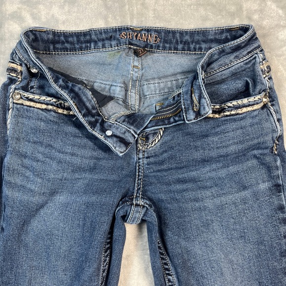 SHYANNE Womens Jeans Regular Bootcut Embellished Pockets Blue Denim Size 27 - Picture 4 of 16
